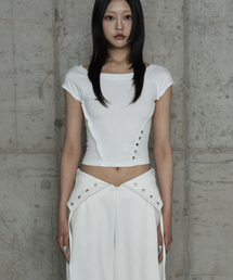 ETRE AU SOMMET（エトレオソメ）の「Pigment Damage Panel Short Top (Ivory)（Tシャツ/カットソー）」
