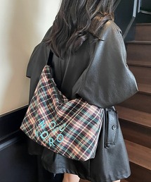 A4対応大容量トート　チェック柄ショルダーバッグ