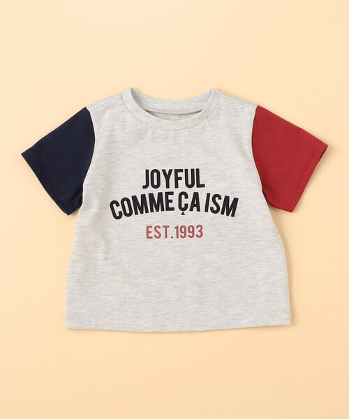 COMME CA ISM(コムサイズム)の「半袖プリントTシャツ(ベビーサイズ)(Tシャツ/カットソー・キッズ・キナリ/レッド/ネイビー・80-90cm)」の1枚目の写真