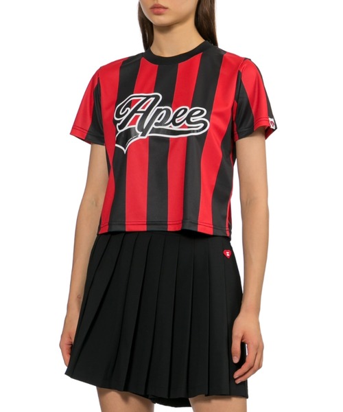 APEE BY A BATHING APE（エイピーバイアベイシングエイプ）の「APEE STRIPE FOOTBALL TEE（Tシャツ/カットソー・レディース・レッド/サックスブルー・SMALL/X-SMALL）」の6枚目の写真