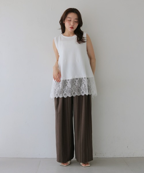 cheriella(シェリエラ)の「【cheriella】裾レースノースリーブトップス HEM LACE SLEEVELESS TOPS(Tシャツ/カットソー・レディース・オフホワイト/ブラック・FREE)」の5枚目の写真