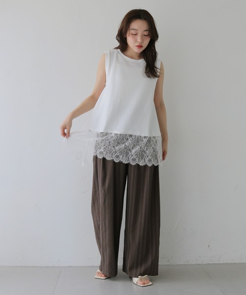 cheriella(シェリエラ)の「【cheriella】裾レースノースリーブトップス HEM LACE SLEEVELESS TOPS(Tシャツ/カットソー・レディース・オフホワイト/ブラック・FREE)」の6枚目の写真