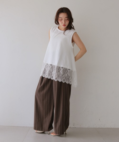 cheriella(シェリエラ)の「【cheriella】裾レースノースリーブトップス HEM LACE SLEEVELESS TOPS(Tシャツ/カットソー・レディース・オフホワイト/ブラック・FREE)」の8枚目の写真