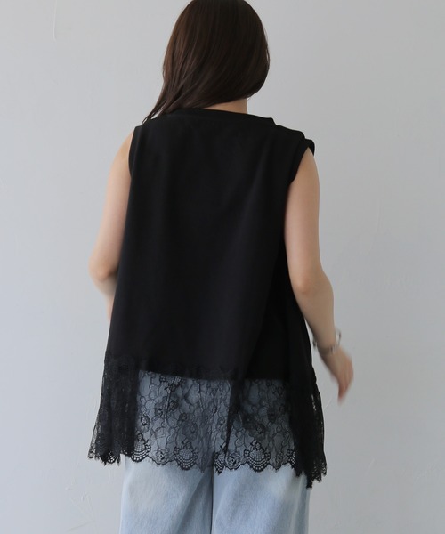cheriella(シェリエラ)の「【cheriella】裾レースノースリーブトップス HEM LACE SLEEVELESS TOPS(Tシャツ/カットソー・レディース・オフホワイト/ブラック・FREE)」の17枚目の写真