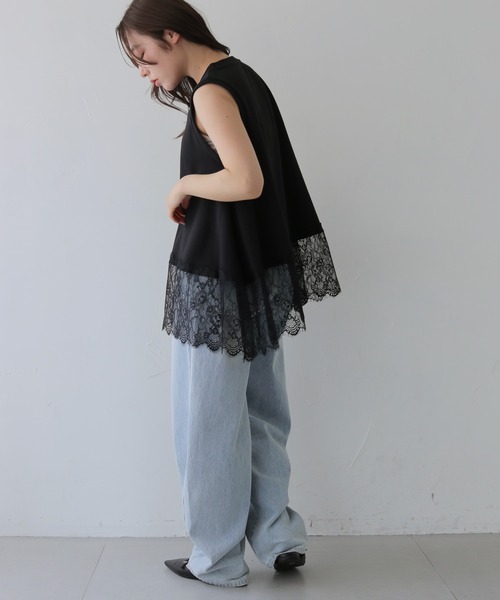 cheriella(シェリエラ)の「【cheriella】裾レースノースリーブトップス HEM LACE SLEEVELESS TOPS(Tシャツ/カットソー・レディース・オフホワイト/ブラック・FREE)」の18枚目の写真