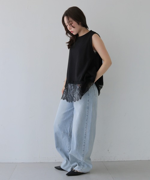 cheriella(シェリエラ)の「【cheriella】裾レースノースリーブトップス HEM LACE SLEEVELESS TOPS(Tシャツ/カットソー・レディース・オフホワイト/ブラック・FREE)」の21枚目の写真