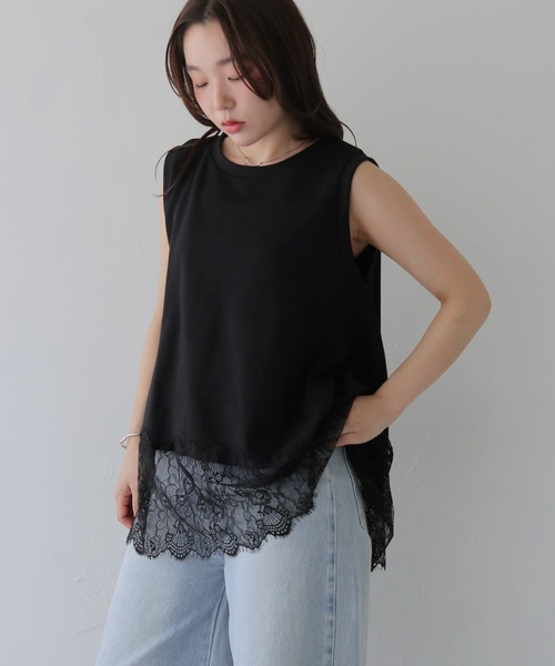 cheriella(シェリエラ)の「【cheriella】裾レースノースリーブトップス HEM LACE SLEEVELESS TOPS(Tシャツ/カットソー・レディース・オフホワイト/ブラック・FREE)」の16枚目の写真