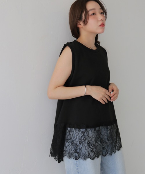 cheriella(シェリエラ)の「【cheriella】裾レースノースリーブトップス HEM LACE SLEEVELESS TOPS(Tシャツ/カットソー・レディース・オフホワイト/ブラック・FREE)」の22枚目の写真