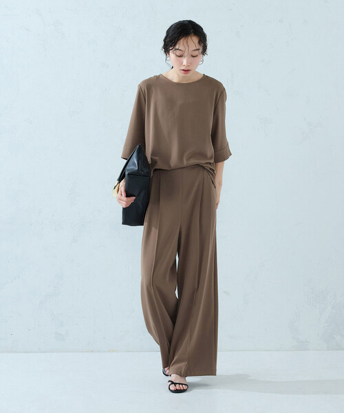 COMME CA ISM（コムサイズム）の「【UVカット・吸水速乾・接触冷感】kireri ドライヴィンテージ スリットスリーブTブラウス/セットアップ対応（シャツ/ブラウス・レディース・ネイビー/ブラウン・LARGE/MEDIUM）」の16枚目の写真
