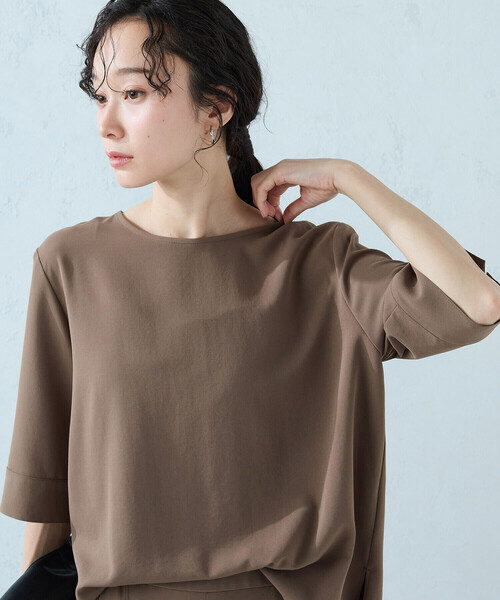 COMME CA ISM（コムサイズム）の「【UVカット・吸水速乾・接触冷感】kireri ドライヴィンテージ スリットスリーブTブラウス/セットアップ対応（シャツ/ブラウス・レディース・ネイビー/ブラウン・LARGE/MEDIUM）」の11枚目の写真