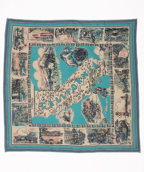 FREAK'S STORE(フリークスストア)の「Bindu/ビンドゥー カリフォルニア マップ スカーフ/CA3 マップスカーフ(バンダナ/スカーフ・レディース・サックスブルー・ONE SIZE)」の1枚目の写真