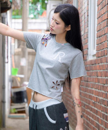 WXT101 ムグケパンチングチェックアプリケTシャツ (メランジェグレー)