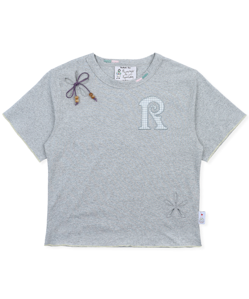 RuNaKi'Hu'(ルナキフ)の「WXT101 ムグケパンチングチェックアプリケTシャツ (メランジェグレー)(Tシャツ/カットソー・レディース・その他・1/2)」の3枚目の写真