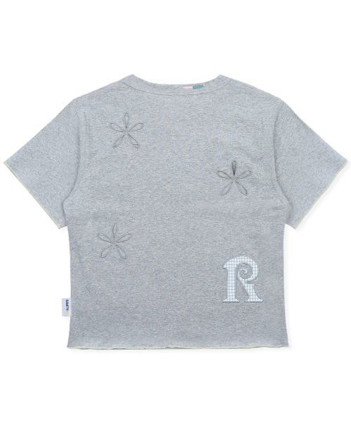 RuNaKi'Hu'(ルナキフ)の「WXT101 ムグケパンチングチェックアプリケTシャツ (メランジェグレー)(Tシャツ/カットソー・レディース・その他・1/2)」の4枚目の写真