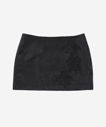 Rose Satin Mini Skirt #Black