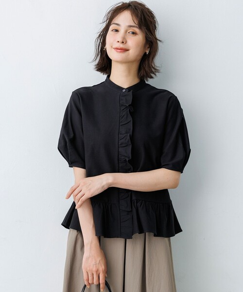 組曲 S(クミキョク チイサイサイズ)の「ツイルジャージーフリル 半袖カットソー(Tシャツ/カットソー・レディース・サックスブルー系/ホワイト系/ブラック系・S2)」の19枚目の写真