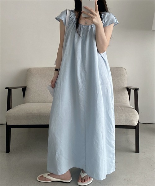 Dream garden(ドリームガーデン)の「フレンチスリーブマキシ丈ワンピース(ワンピース・レディース・ブルー/ネイビー・L/XL/2XL/M)」の11枚目の写真
