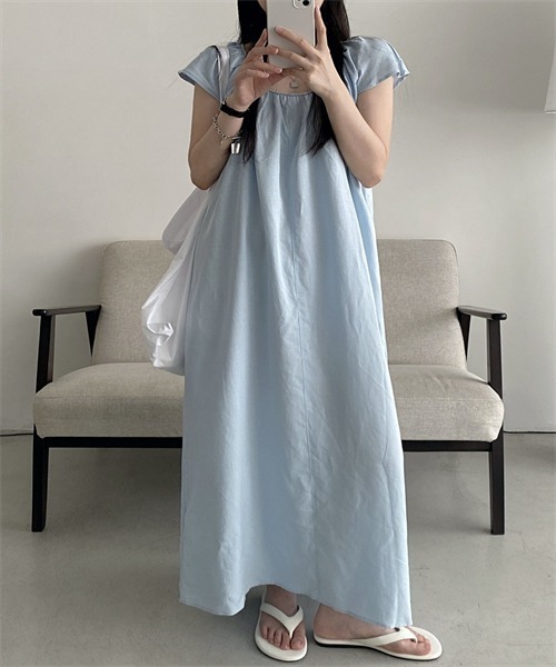 Dream garden(ドリームガーデン)の「フレンチスリーブマキシ丈ワンピース(ワンピース・レディース・ブルー/ネイビー・L/XL/2XL/M)」の9枚目の写真