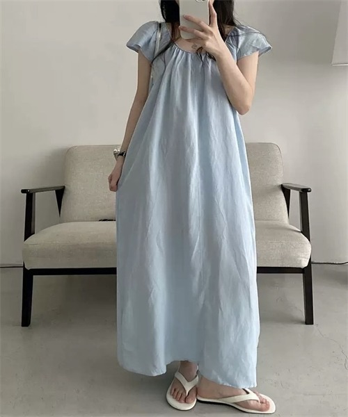 Dream garden(ドリームガーデン)の「フレンチスリーブマキシ丈ワンピース(ワンピース・レディース・ブルー/ネイビー・L/XL/2XL/M)」の10枚目の写真