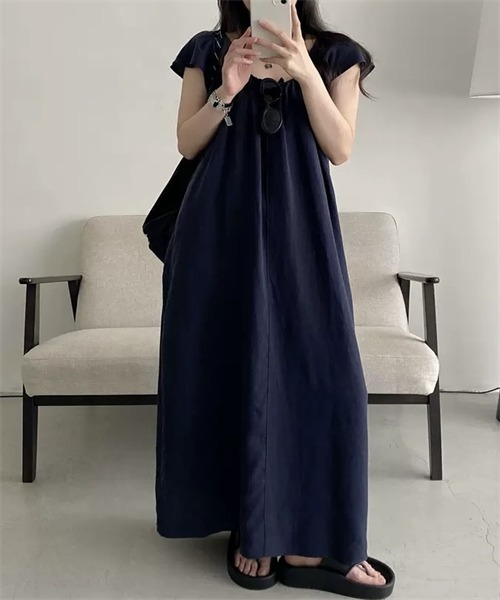 Dream garden(ドリームガーデン)の「フレンチスリーブマキシ丈ワンピース(ワンピース・レディース・ブルー/ネイビー・L/XL/2XL/M)」の5枚目の写真