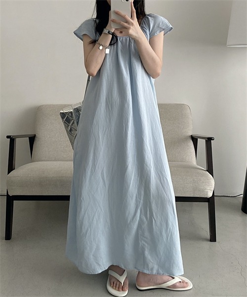 Dream garden(ドリームガーデン)の「フレンチスリーブマキシ丈ワンピース(ワンピース・レディース・ブルー/ネイビー・L/XL/2XL/M)」の13枚目の写真
