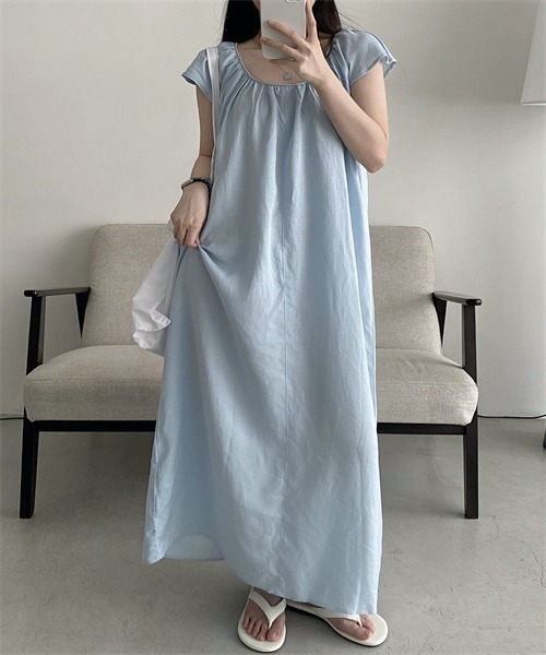 Dream garden(ドリームガーデン)の「フレンチスリーブマキシ丈ワンピース(ワンピース・レディース・ブルー/ネイビー・L/XL/2XL/M)」の12枚目の写真