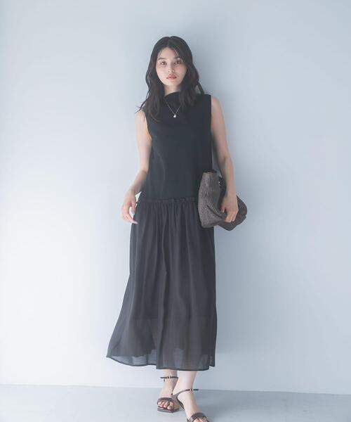 URBAN RESEARCH ROSSO WOMEN(アーバンリサーチ ロッソ)の「ドッキングストレートワンピース(ワンピース・レディース・ブラック/ホワイト系その他・FREE)」の1枚目の写真