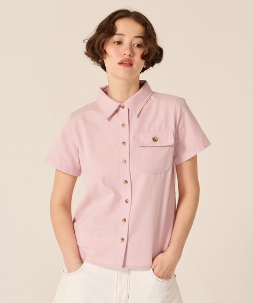 TINA:JOJUN(ティーナジョジュン)の「ポケット付き 半袖 シャツ TINA:JOJUN(Tシャツ/カットソー・レディース・ホワイト/ピンク/ブラウン・M)」の10枚目の写真