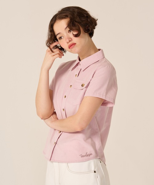 TINA:JOJUN(ティーナジョジュン)の「ポケット付き 半袖 シャツ TINA:JOJUN(Tシャツ/カットソー・レディース・ホワイト/ピンク/ブラウン・M)」の12枚目の写真