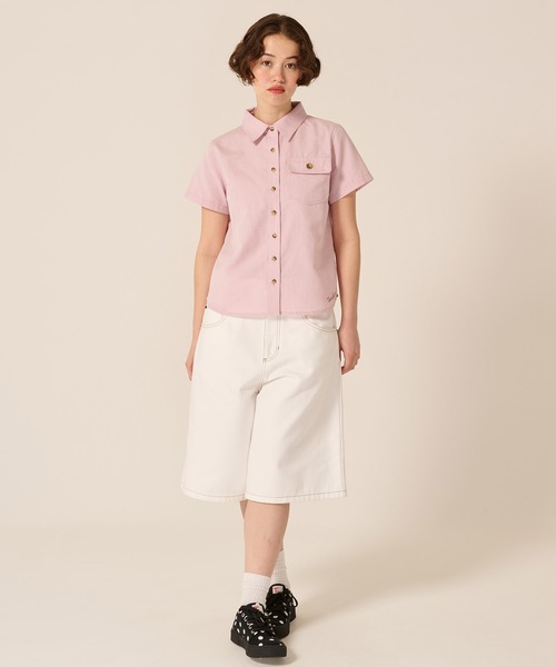 TINA:JOJUN(ティーナジョジュン)の「ポケット付き 半袖 シャツ TINA:JOJUN(Tシャツ/カットソー・レディース・ホワイト/ピンク/ブラウン・M)」の14枚目の写真