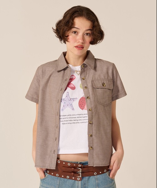 TINA:JOJUN(ティーナジョジュン)の「ポケット付き 半袖 シャツ TINA:JOJUN(Tシャツ/カットソー・レディース・ホワイト/ピンク/ブラウン・M)」の16枚目の写真