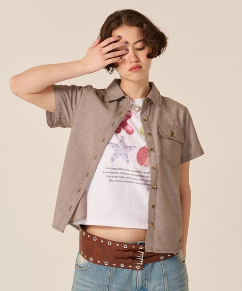 TINA:JOJUN(ティーナジョジュン)の「ポケット付き 半袖 シャツ TINA:JOJUN(Tシャツ/カットソー・レディース・ホワイト/ピンク/ブラウン・M)」の17枚目の写真