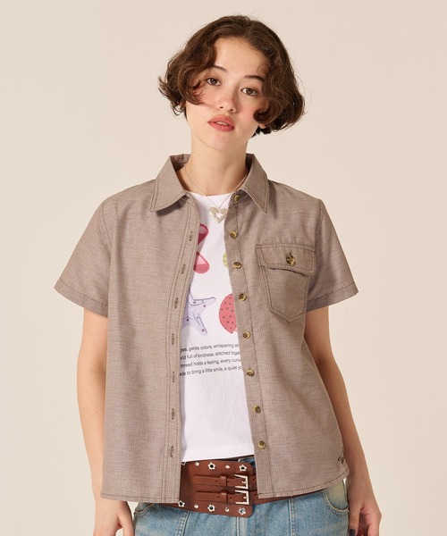 TINA:JOJUN(ティーナジョジュン)の「ポケット付き 半袖 シャツ TINA:JOJUN(Tシャツ/カットソー・レディース・ホワイト/ピンク/ブラウン・M)」の18枚目の写真