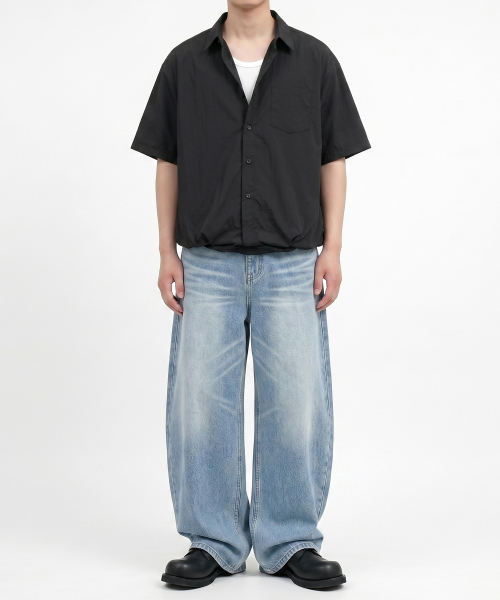 UNDEROFF（アンダーオフ）の「バンディングプルオーバーナイロンハーフシャツブラック（シャツ/ブラウス・メンズ・ブラック・LARGE/MEDIUM/X-LARGE）」の4枚目の写真