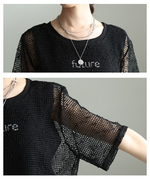 Sawa a la mode(サワアラモード)の「フェイクレイヤード異素材トップス(Tシャツ/カットソー・レディース・ブラック/ホワイト・FREE)」の20枚目の写真