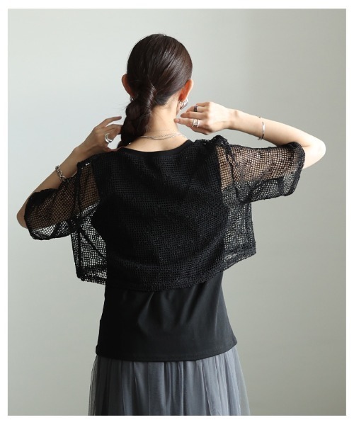 Sawa a la mode(サワアラモード)の「フェイクレイヤード異素材トップス(Tシャツ/カットソー・レディース・ブラック/ホワイト・FREE)」の13枚目の写真