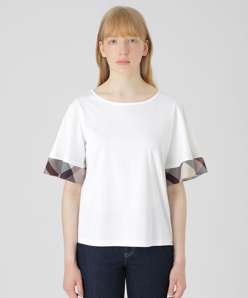 BLUE LABEL CRESTBRIDGE(ブルーレーベルクレストブリッジ)の「【一部店舗限定】パーシャルチェックスリーブトップス(Tシャツ/カットソー・レディース・レッド/オフホワイト/ダークネイビー・40/38)」の13枚目の写真
