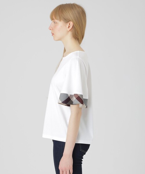 BLUE LABEL CRESTBRIDGE(ブルーレーベルクレストブリッジ)の「【一部店舗限定】パーシャルチェックスリーブトップス(Tシャツ/カットソー・レディース・レッド/オフホワイト/ダークネイビー・40/38)」の14枚目の写真
