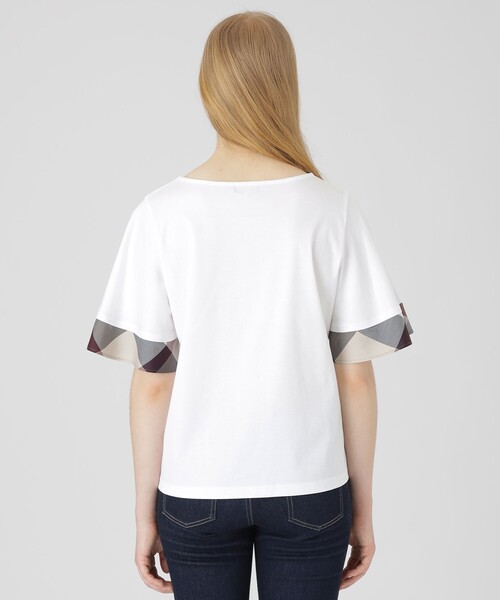 BLUE LABEL CRESTBRIDGE(ブルーレーベルクレストブリッジ)の「【一部店舗限定】パーシャルチェックスリーブトップス(Tシャツ/カットソー・レディース・レッド/オフホワイト/ダークネイビー・40/38)」の15枚目の写真