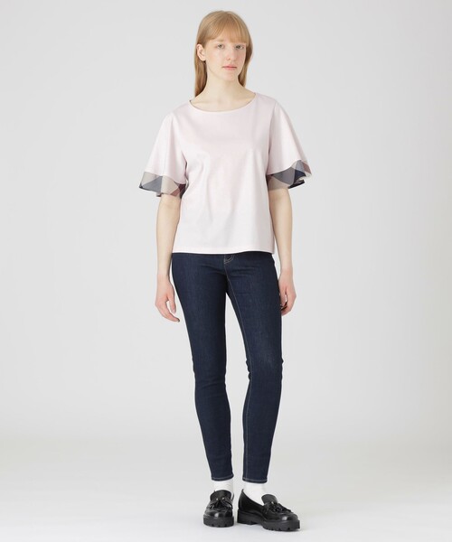 BLUE LABEL CRESTBRIDGE(ブルーレーベルクレストブリッジ)の「【一部店舗限定】パーシャルチェックスリーブトップス(Tシャツ/カットソー・レディース・レッド/オフホワイト/ダークネイビー・40/38)」の18枚目の写真