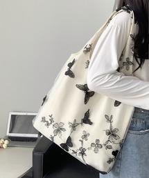 blackdia ocean チュール 刺繍デザイントートバッグ / フラワー バタフライ 肩掛けバッグ