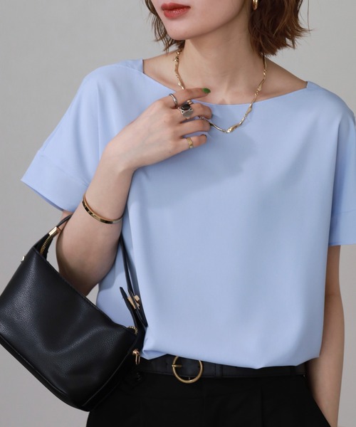 Skueanek French slub rib blouse, полуприлегающая, короткий рукав