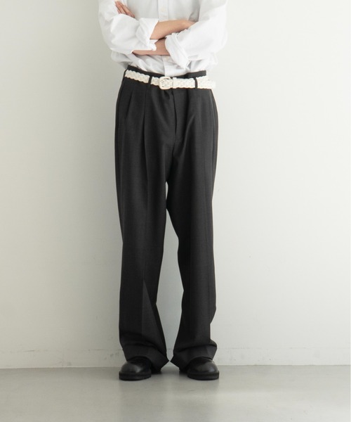 KAIKO(カイコー)の「KAIKO Wool wide slacks(スラックス・メンズ・ブラック/ライトブラウン/ダークグレー/チャコールグレー・0/1/2/3)」の4枚目の写真