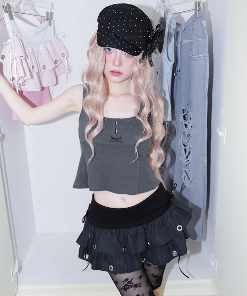 CHERRYQUIRI(チェリーキュリー)の「soft punk eyelet skirt - black(スカート・レディース・その他・FREE)」の3枚目の写真