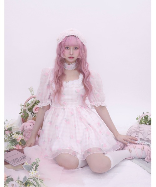Fiorforte(フィオルフォルテ)の「baby doll onepiece(ワンピース・レディース・ピンク/ホワイト/チェック・FREE)」の3枚目の写真