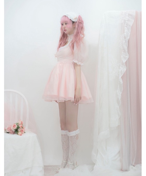 Fiorforte(フィオルフォルテ)の「baby doll onepiece(ワンピース・レディース・ピンク/ホワイト/チェック・FREE)」の4枚目の写真