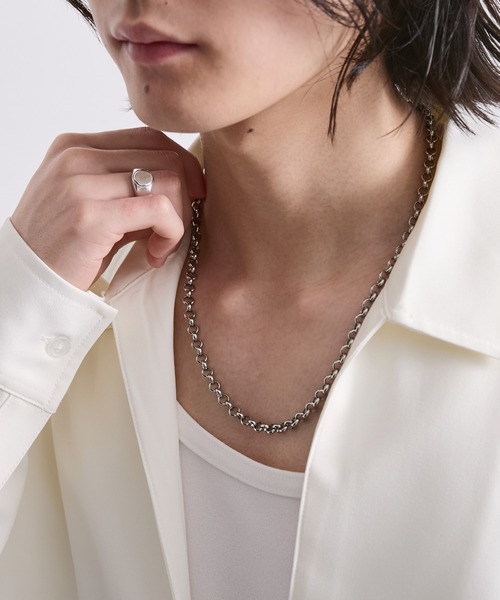EMMA CLOTHES(エマクローズ)の「ステンレスチェーンネックレス(サージカルステンレス304)(ネックレス・メンズ・シルバー・FREE)」の2枚目の写真