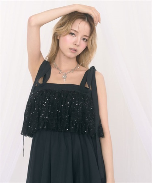 FickleBebe(フィクルベベ)の「フリルティアードワンピース(ワンピース・レディース・ブラック/ホワイト・FREE)」の19枚目の写真