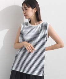 プレーティング天竺 クルーネック ノースリーブTシャツ UVカット付