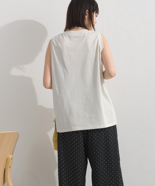 OMNES(オムネス)の「プレーティング天竺 クルーネック ノースリーブTシャツ UVカット付(Tシャツ/カットソー・レディース・ホワイト×ネイビー/チャコールグレー/ネイビー/ライトグレー・FREE)」の18枚目の写真
